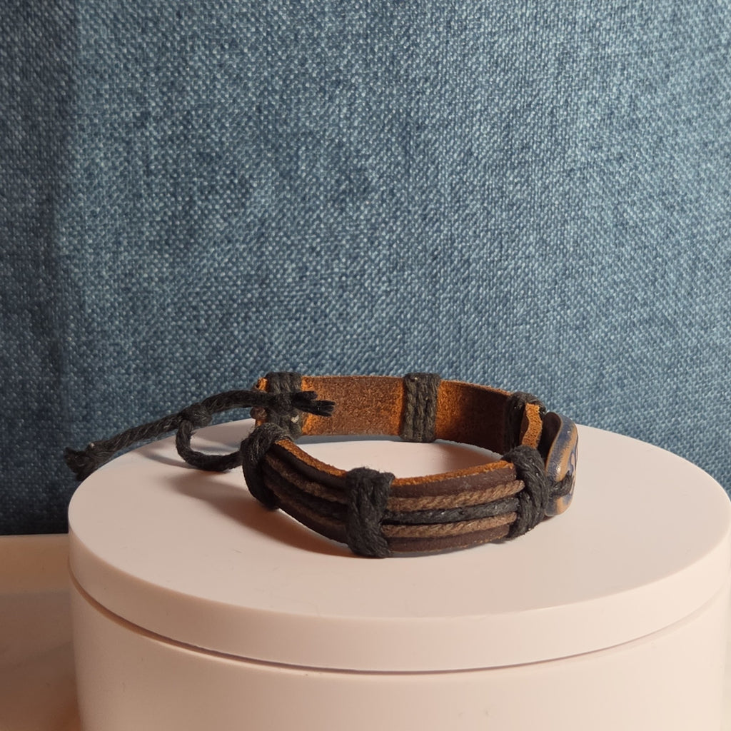 Leather Hemp Tribal Wrap Bracelet