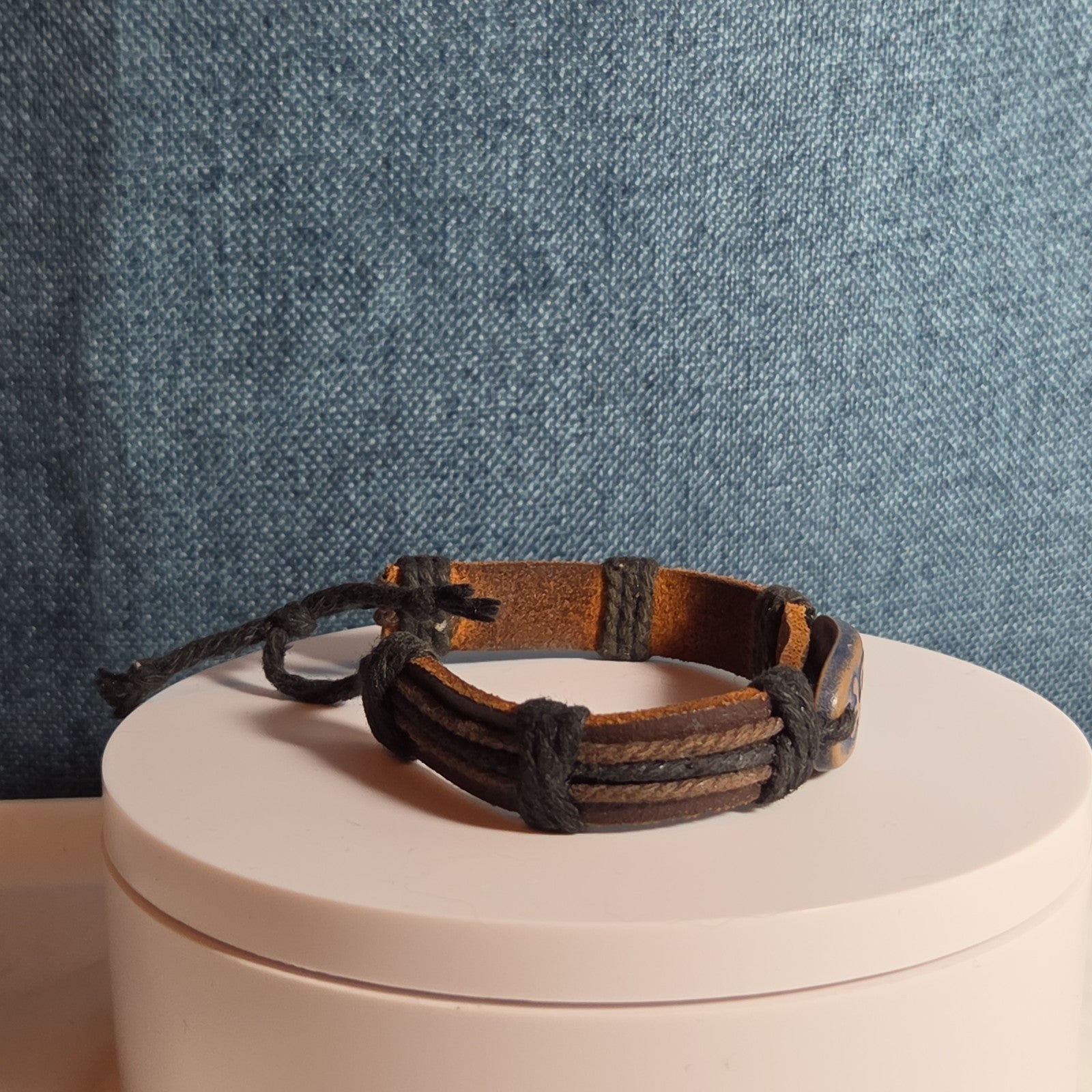 Leather Hemp Tribal Wrap Bracelet