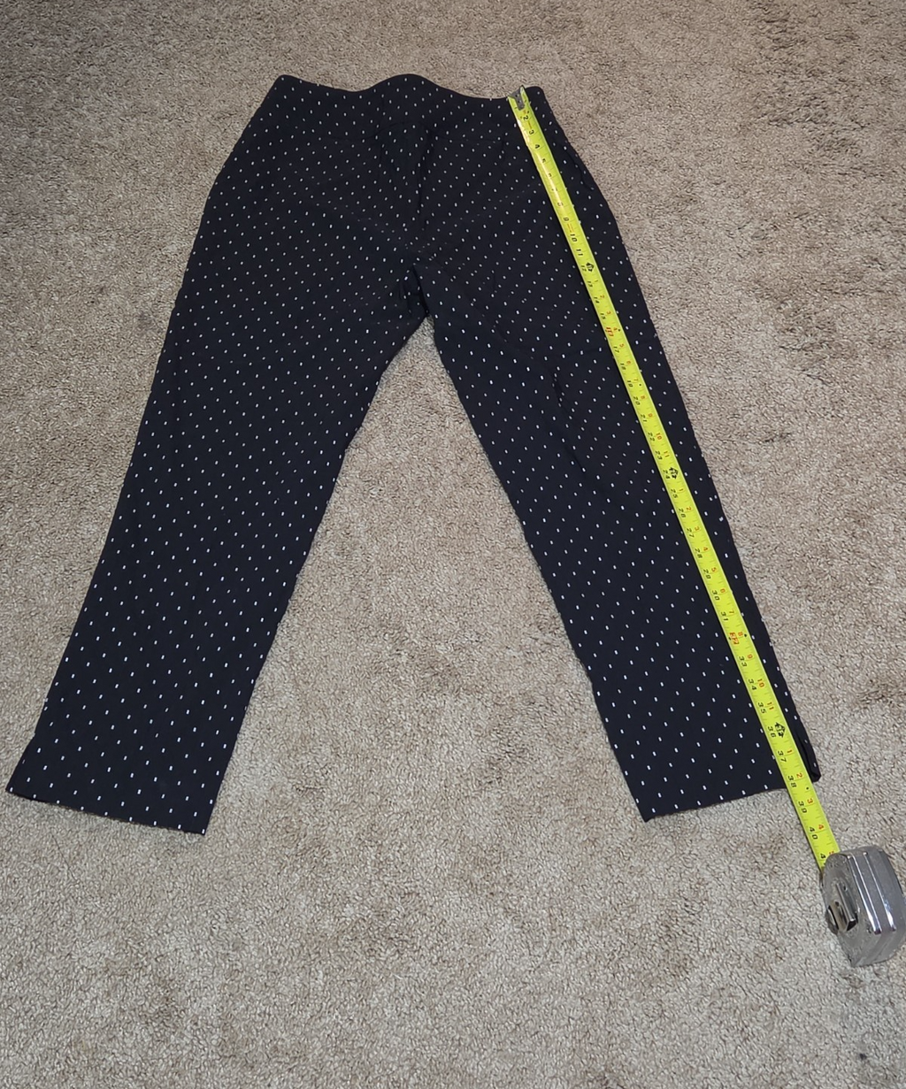 Zac & Rachel Pants 12 Black White Polka Dot Pull On Stretch