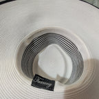 Tuscany Wide Brim Church Derby Dress Hat Black White Flower Bow Ribbon