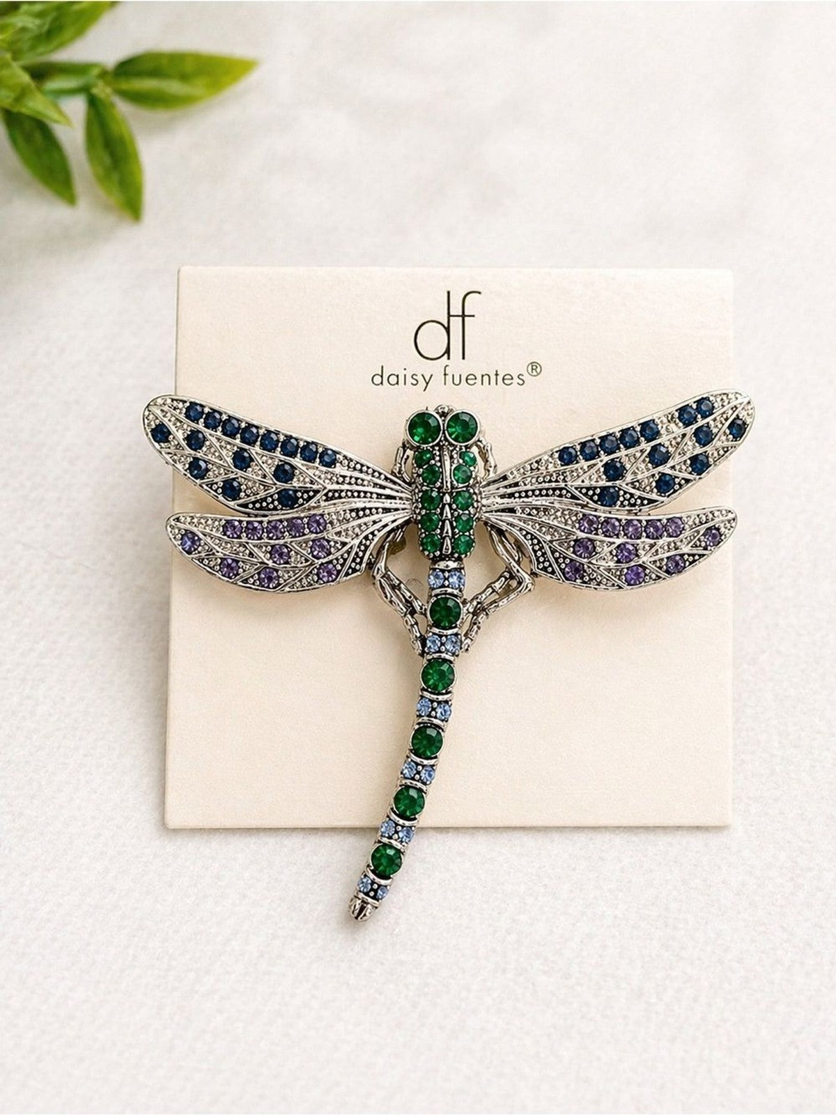 Daisy Fuentes Emerald Green, Sapphire Blue & Violet Dragonfly Brooch