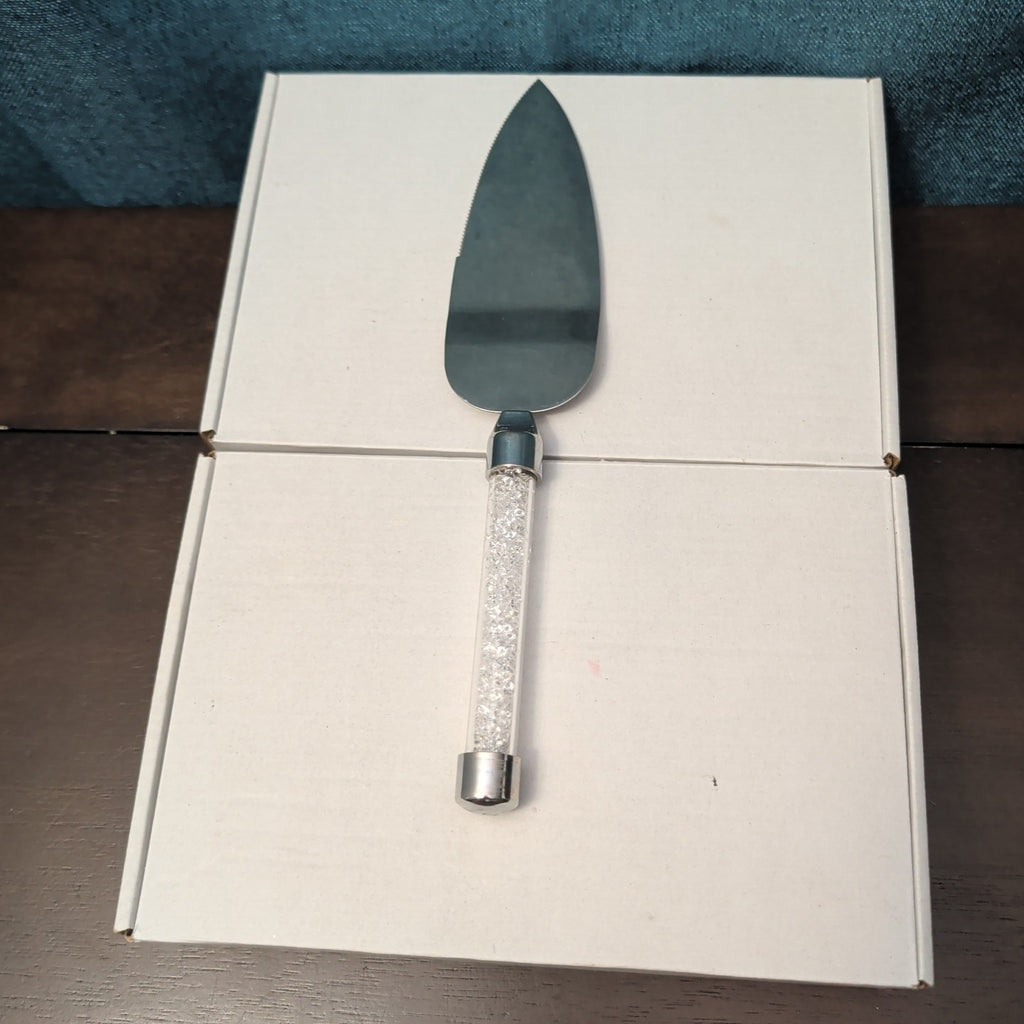Mr & Mrs Wedding Cake Server Knife Set | Crystal Filled Bling Handle Stainless