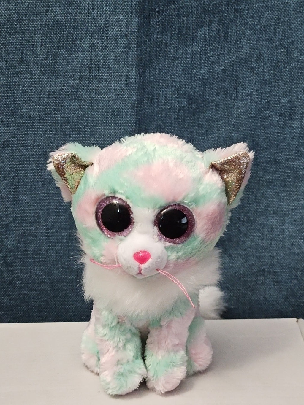 TY Beanie Boos Opal Cat Plush 6" | Pastel Pink & Green Tie Dye Kitty | No Tag