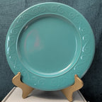 Set of 4 Royal Norfolk Dinner Plates Turquoise Teal Blue Scrolls Rim 10.5"