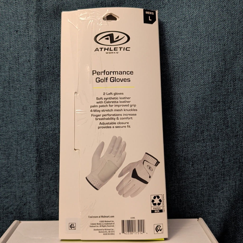 NEW Athletic Works Performance Golf Gloves 2-Pack | Size L | 2 Left Hand Gloves