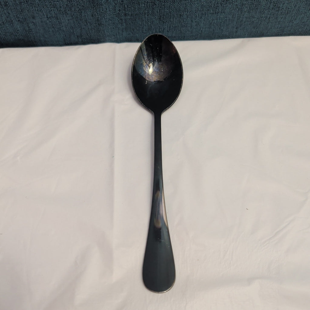Set of 8 Black Stainless Steel Spoons 18/0 Modern Onyx Flatware Table Spoons Set