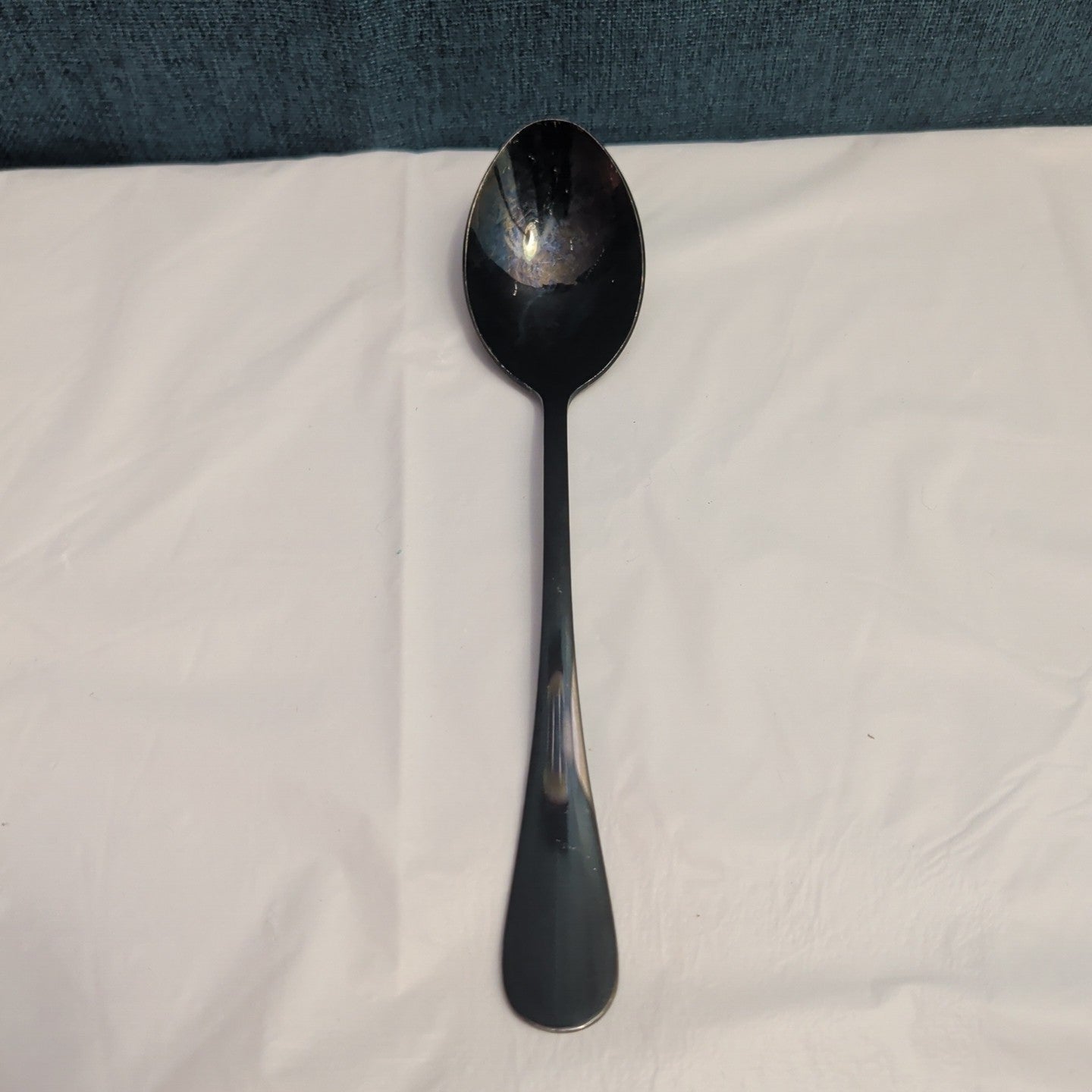 Set of 8 Black Stainless Steel Spoons 18/0 Modern Onyx Flatware Table Spoons Set