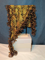 Laurena by LJL Metallic Lace Scarf Wrap Henna Rust Ruffled Boho NWT 63x23