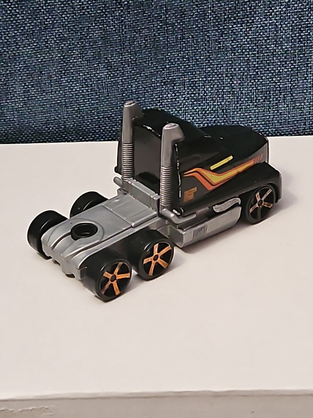 Hot Wheels Semi Truck Cab | Track Stars Black & Orange Racing Hauler