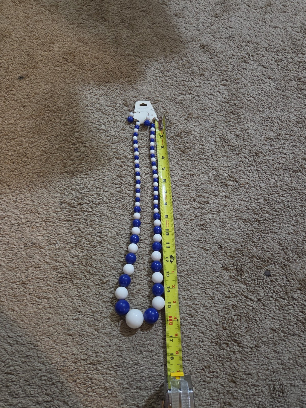 Chunky Bubblegum Bead Necklace Earring Set Blue White Retro