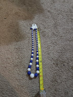Chunky Bubblegum Bead Necklace Earring Set Blue White Retro