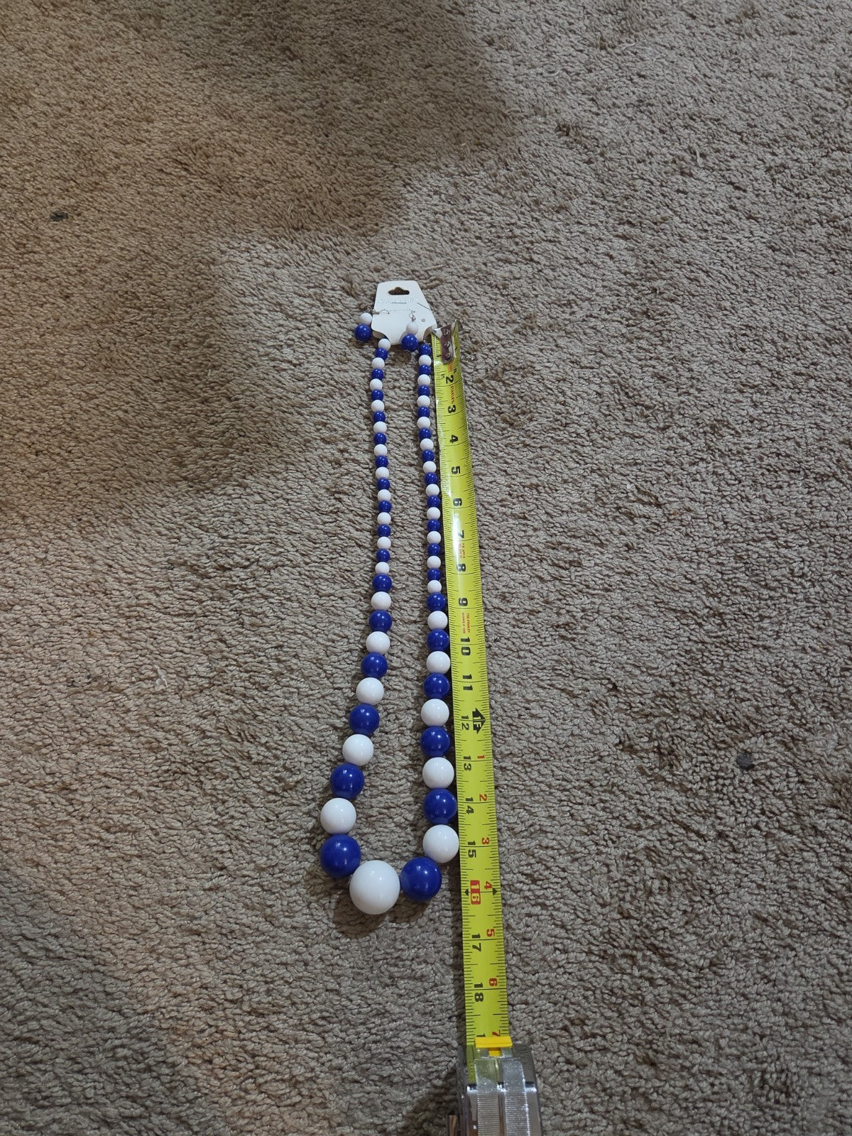 Chunky Bubblegum Bead Necklace Earring Set Blue White Retro