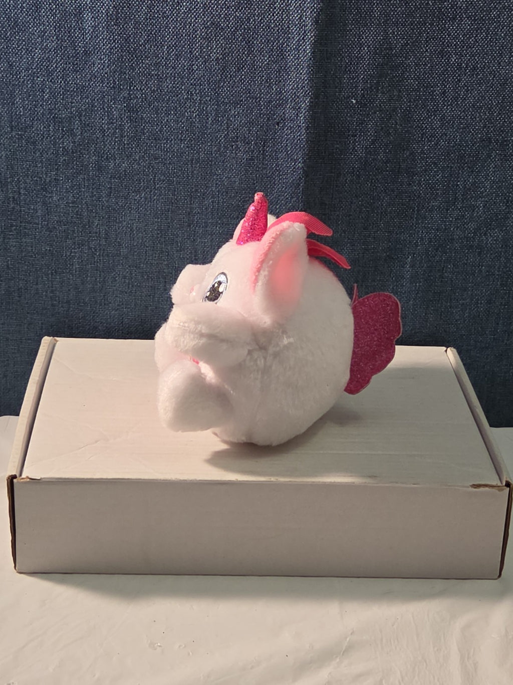 ZURU Rainbocorn Puppycorn Penny the Pug 5" Plush White Pink Bow Glitter Horn
