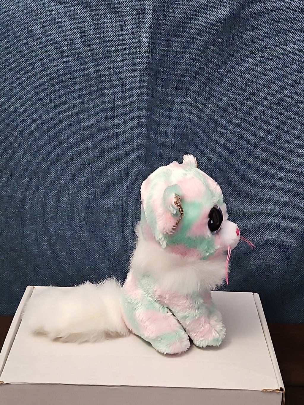 TY Beanie Boos Opal Cat Plush 6" | Pastel Pink & Green Tie Dye Kitty | No Tag