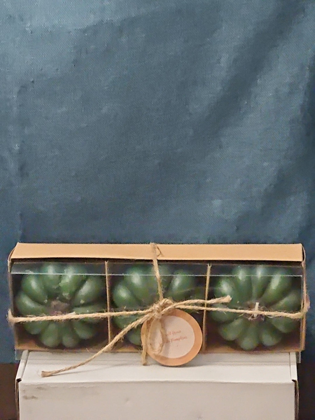Set of 3 Green Pumpkin Candles | Vanilla Scented Molded Wax | Fall Farmhouse