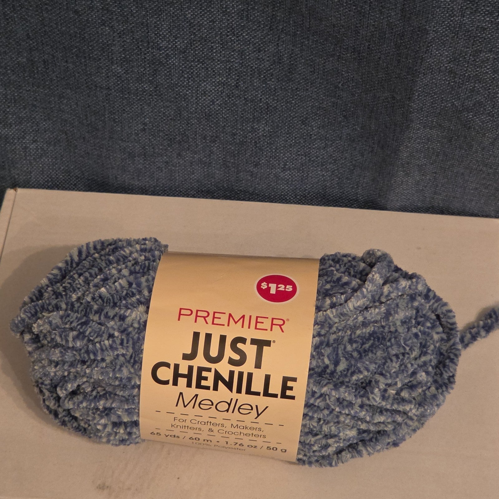 Premier Just Chenille Medley Yarn Navy Blue Lot 202 Bulky 5 Polyester