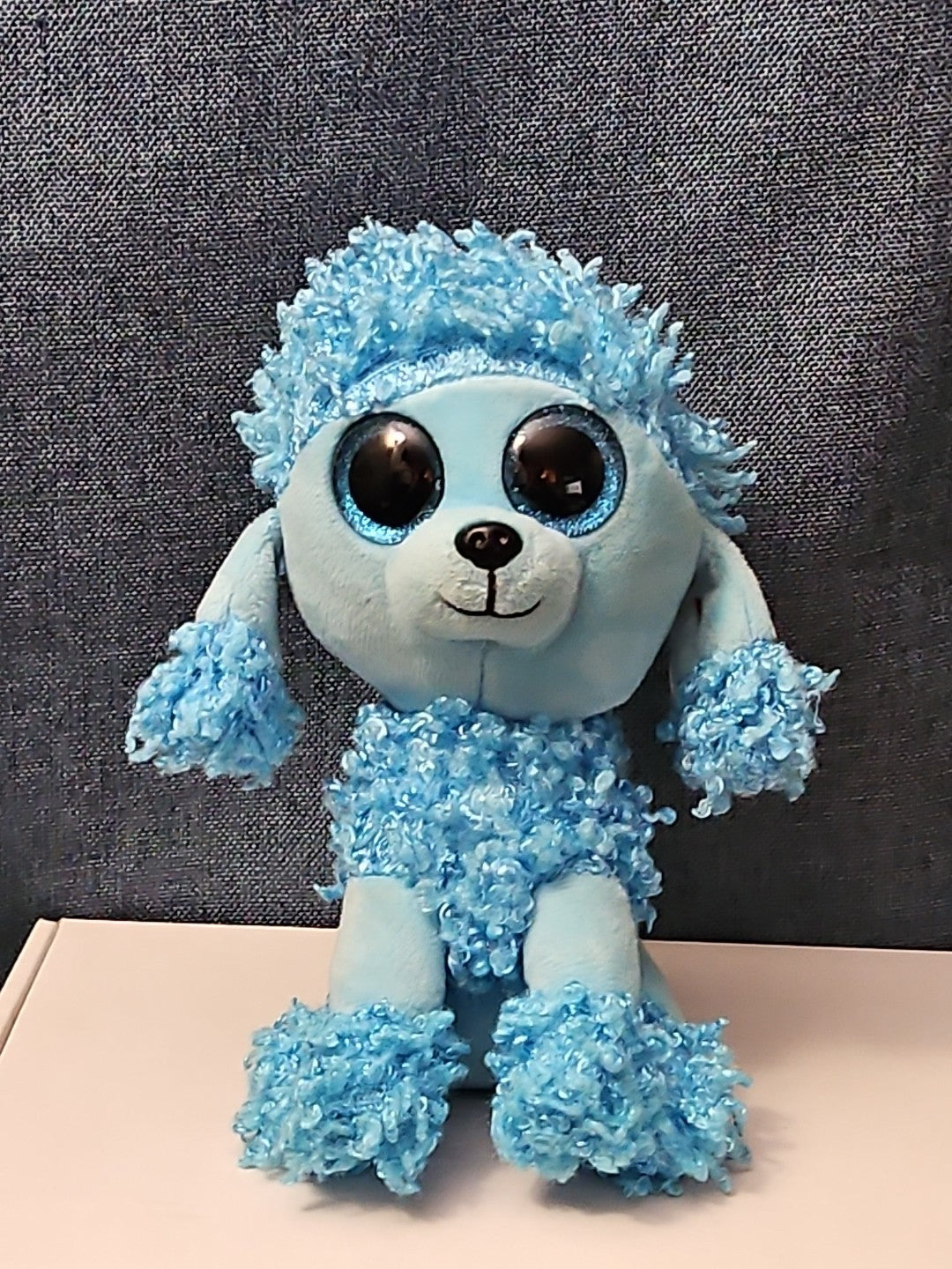 Retired Ty Beanie Boos Mandy Blue Poodle Plush 10" Medium Buddy |  Sparkle Eyes