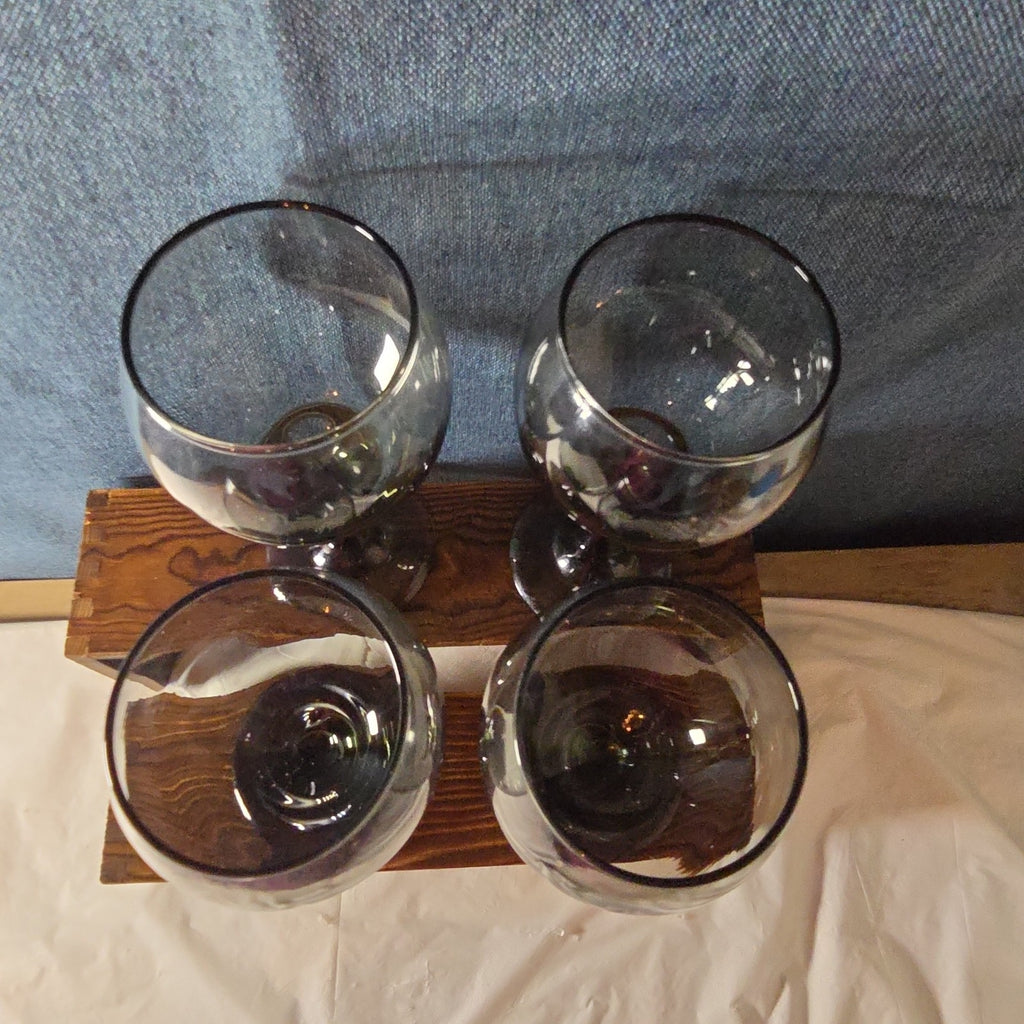 Greenbrier Set 4 Smokey Grey Gray Wine Glasses 12oz