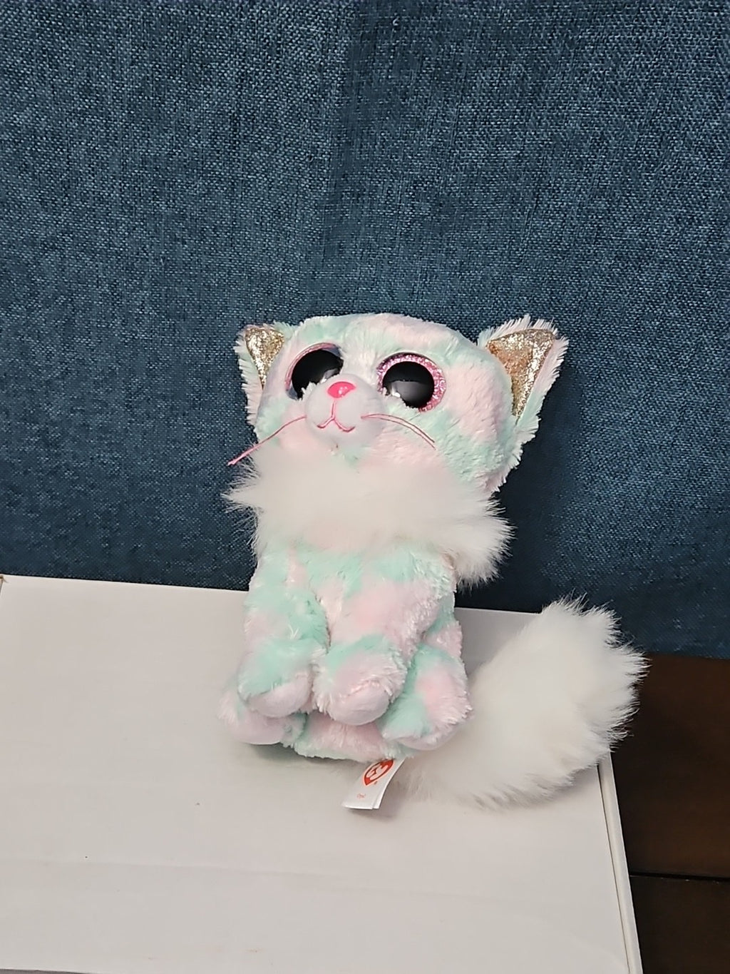TY Beanie Boos Opal Cat Plush 6" | Pastel Pink & Green Tie Dye Kitty | No Tag