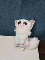 TY Beanie Boos Opal Cat Plush 6" | Pastel Pink & Green Tie Dye Kitty | No Tag