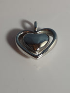 Double Heart Pendant Silver Tone Puffed Charm Y2K