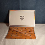 MCM Visetos Envelope Pouch Cognac Monogram Beauty Clutch NIB 200838