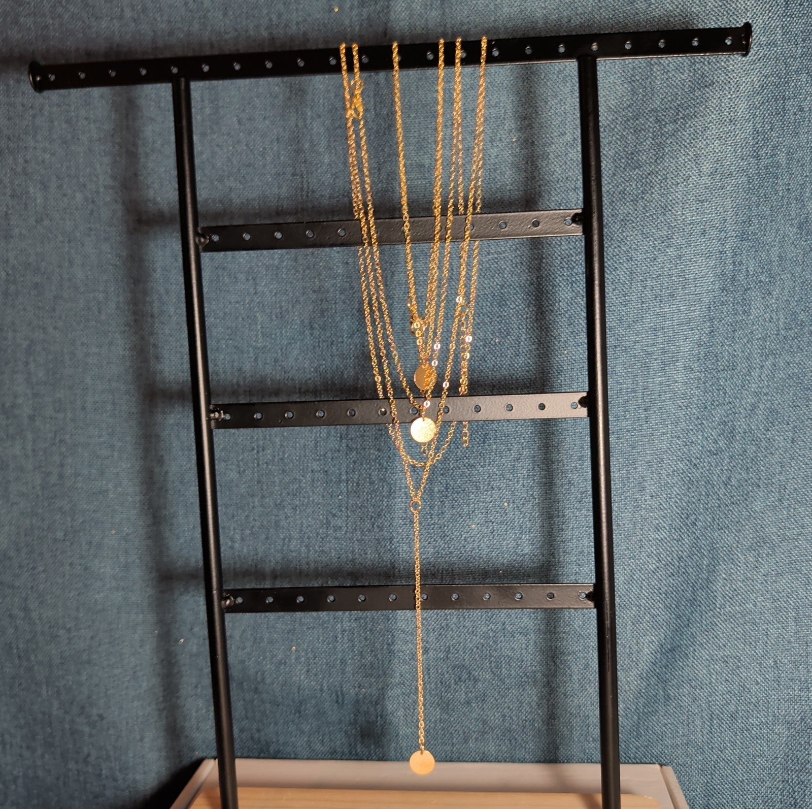 Layered Necklace Gold Tone Medallion Minimalist