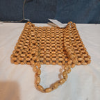 Faithfull The Brand Beaded Clutch Wood Boho Summer Bag NWT FFA056