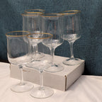 LENOX Crystal INTRIGUE Wine Glasses Gold Trim Fluted Rim Vintage 80s | Set of 6