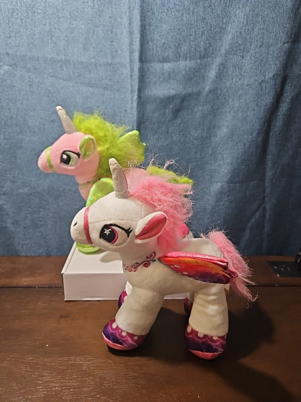 2 Star Eye Unicorn Plush Set | Pink & White Pegasus Stuffed Animals | Shimmer