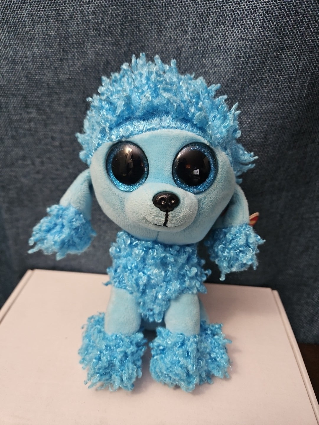 Retired Ty Beanie Boos Mandy Blue Poodle Plush 10" Medium Buddy |  Sparkle Eyes