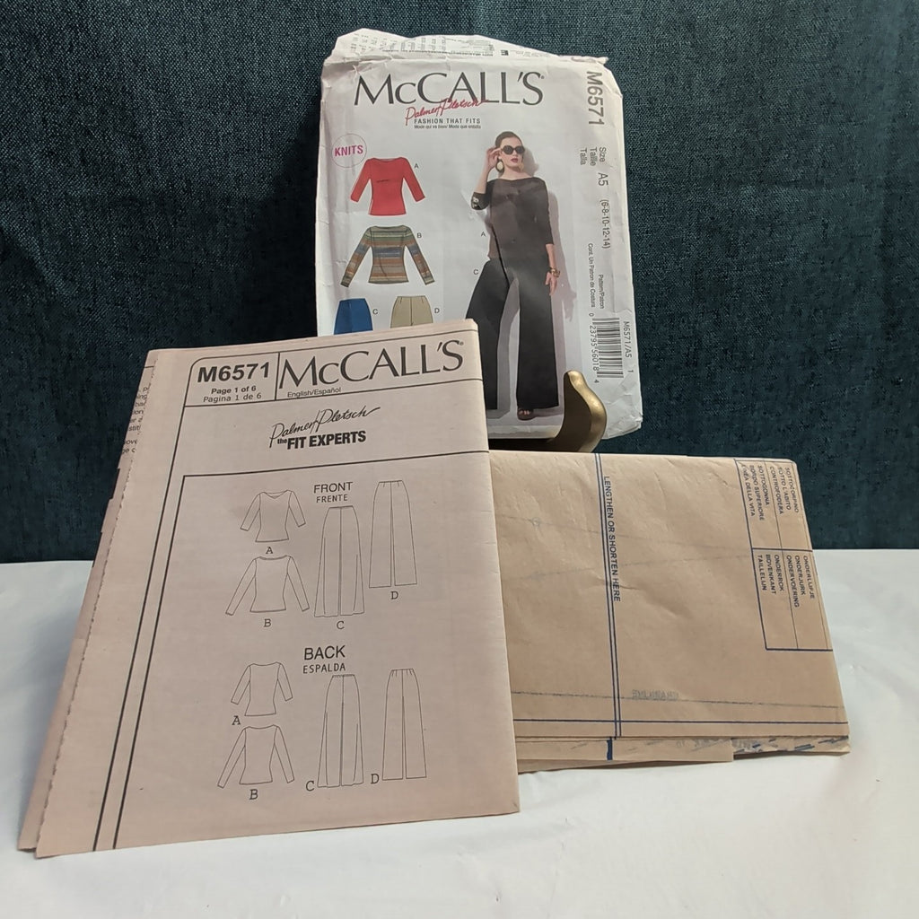 McCalls M6571 Pattern Knit Top Pants Palmer Pletsch 2012 Size 6-14 023795560184