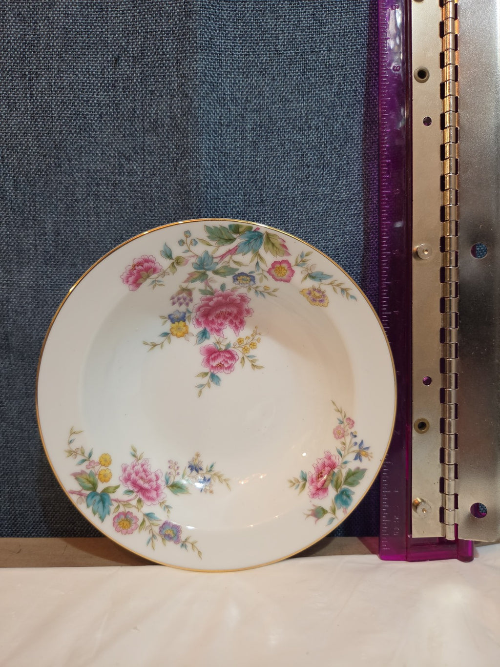 Noritake Peony 5053 China 7.5" Soup Bowl Floral Gold Rim Vintage