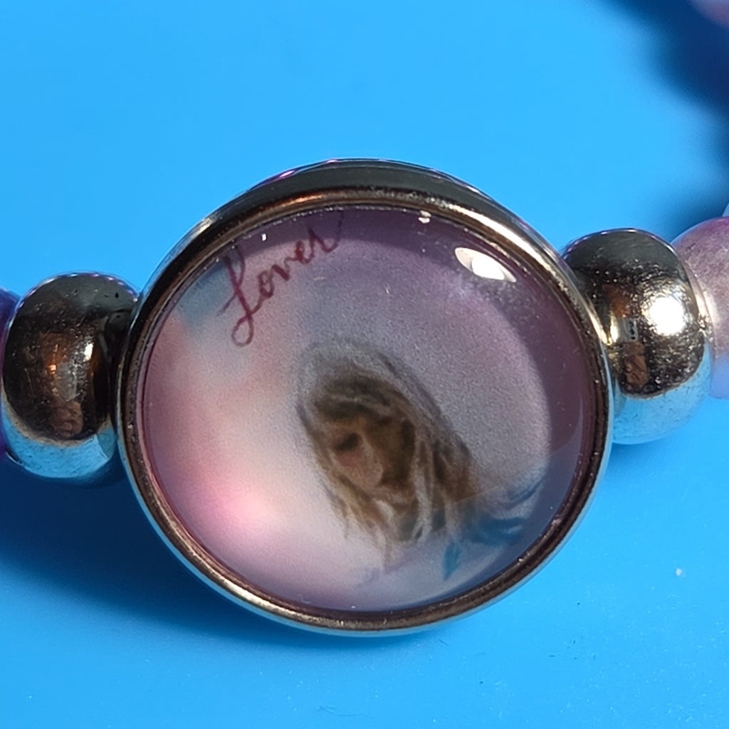 Taylor Swift Lover Snap Charm Beaded Stretch Bracelet