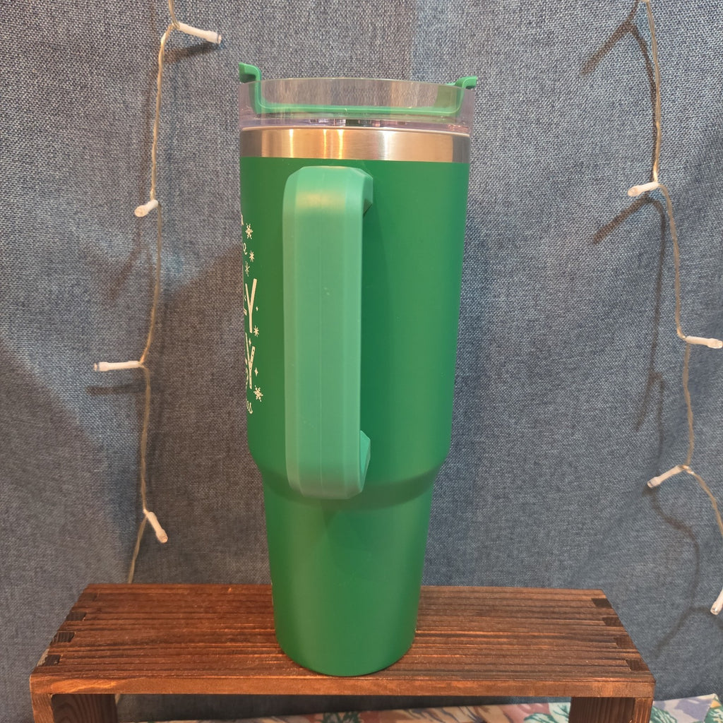 Holly Dolly Christmas 40oz Tumbler Green Stainless Travel Mug