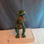 T-Rex Dinosaur Toy Soft Rubber Vinyl Tyrannosaurus Rex Green Black Stripe Figure