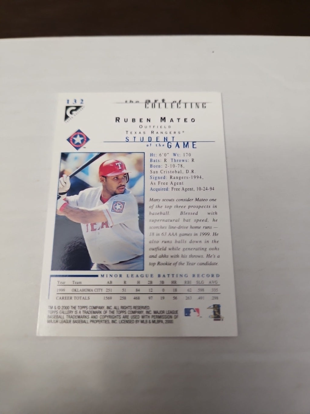 2000 Topps Gallery - Students of the Game Ruben Mateo #132