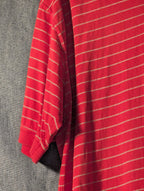 Greg Norman Collection Men's L 100% Cotton Red White Stripe Golf Polo Shark Logo