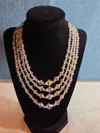 Deltah 4-Strand Aurora Borealis Crystal Necklace Vintage Glam