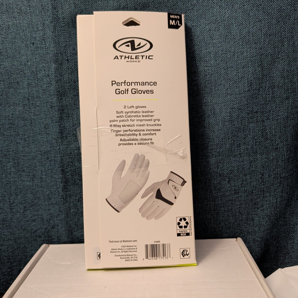 NEW Athletic Works Performance Golf Gloves 2-Pack | Size M/L | 2 Left Hand Glove