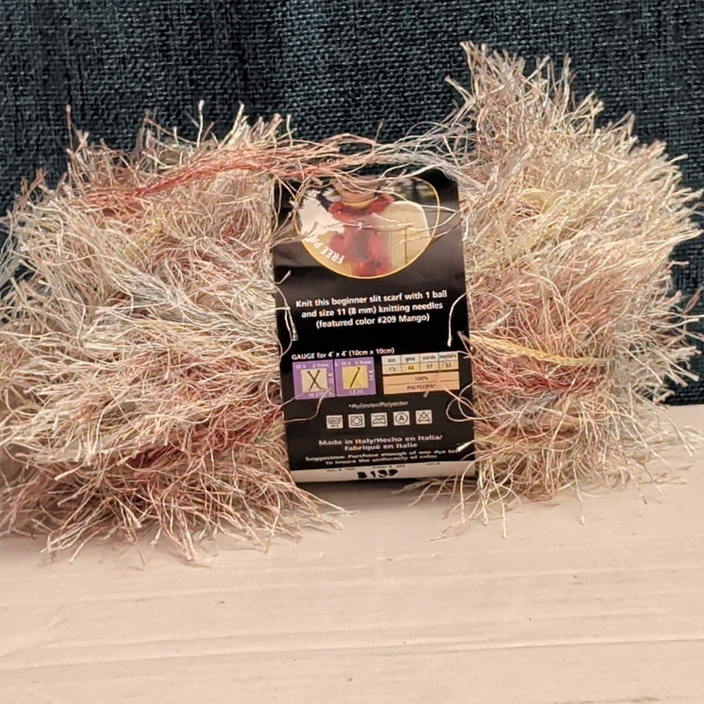 Lion Brand Fun Fur Prints Yarn 1 Skein Sandstone 225 Made in Italy Eyelash NOS