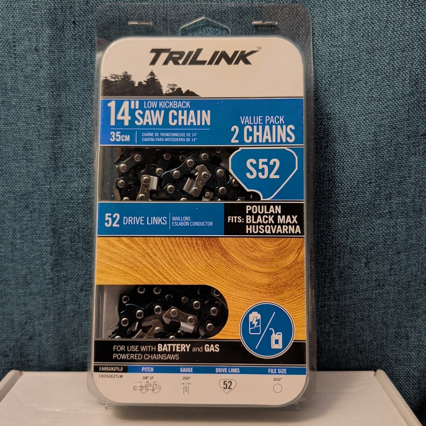 NEW TriLink S52 14" Replacement Saw Chain 2-Pack | 52 Drive Links .050" Gauge