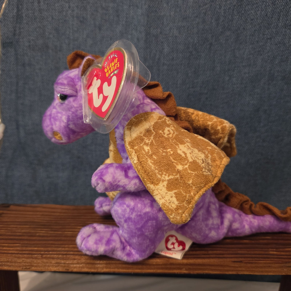 Ty Beanie Baby Legend Purple Dragon Plush Gold Wings 2003
