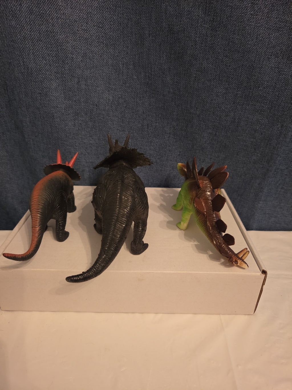 Dinosaur Toy Figures Lot of 3 Triceratops Stegosaurus Vintage Plastic Toy