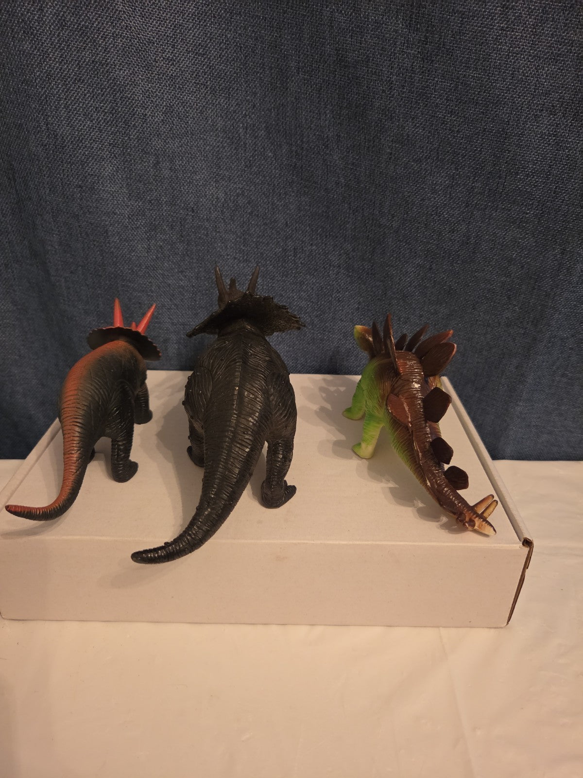 Dinosaur Toy Figures Lot of 3 Triceratops Stegosaurus Vintage Plastic Toy