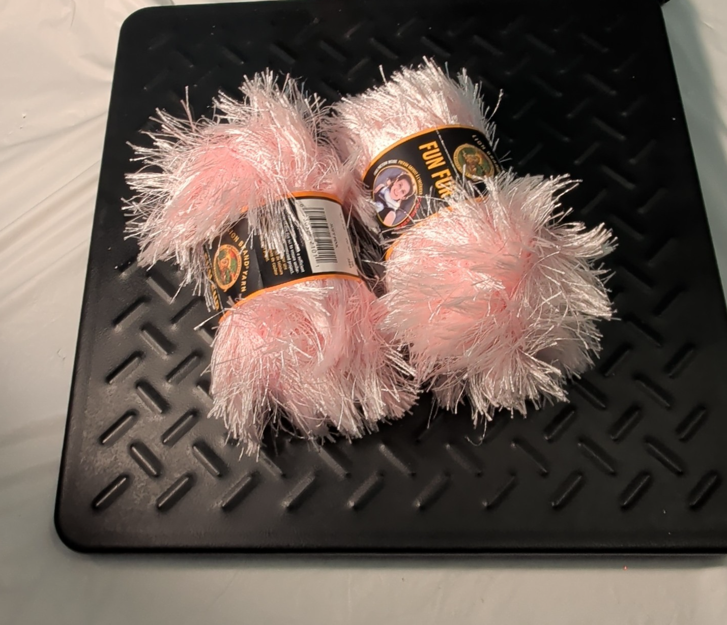 Lion Brand Fun Fur Yarn Soft Pink #101 Lot of 2 Skeins 128yds Eyelash Fluffy NEW