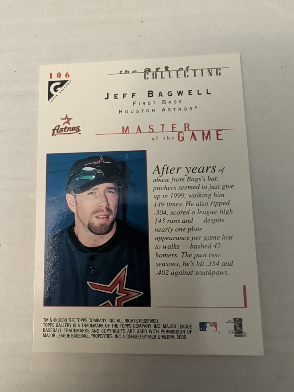 2000 Topps Gallery - Masters of the Game Jeff Bagwell #106