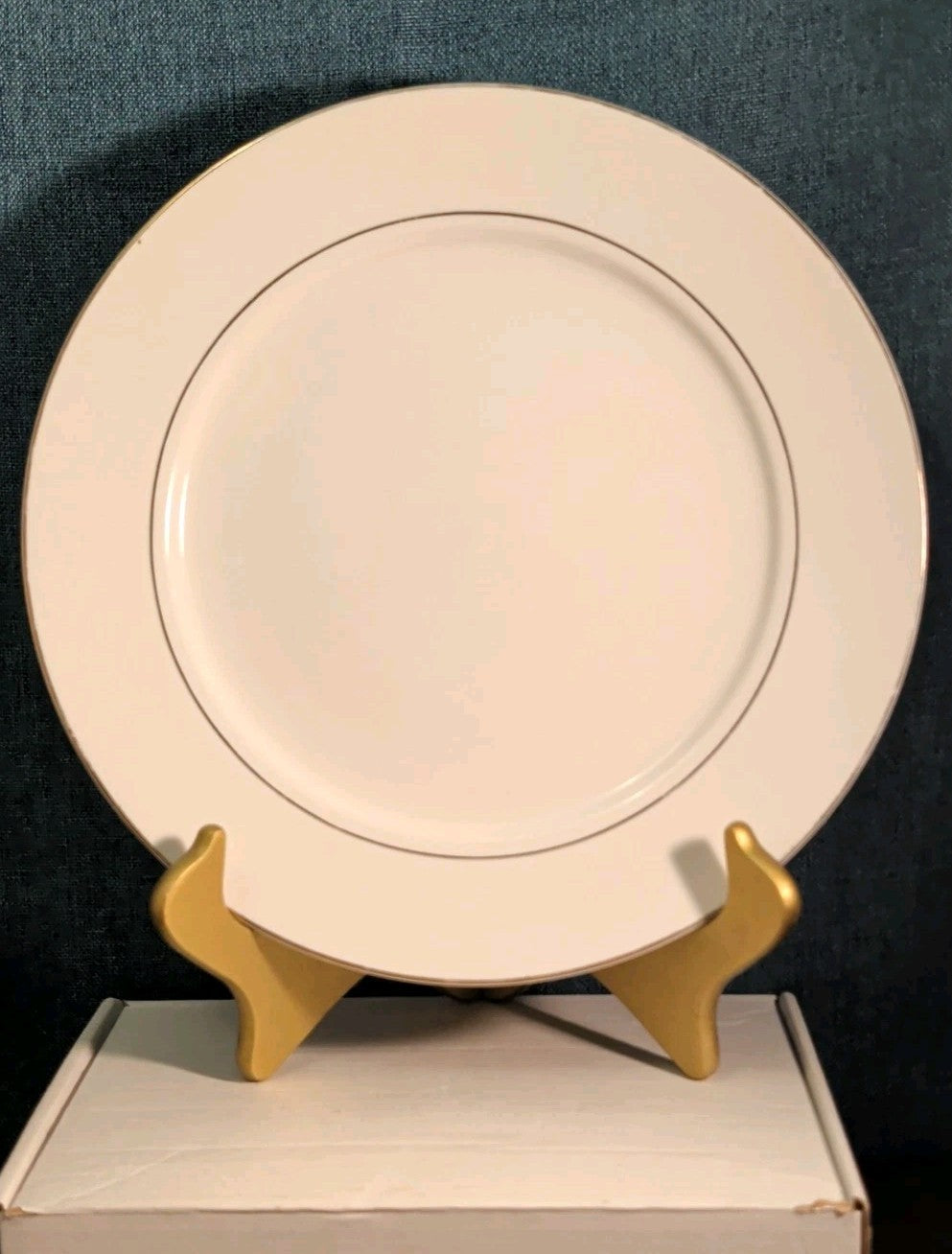 Home Essentials China Dinner Plate White with Gold Rim Individual Replacement