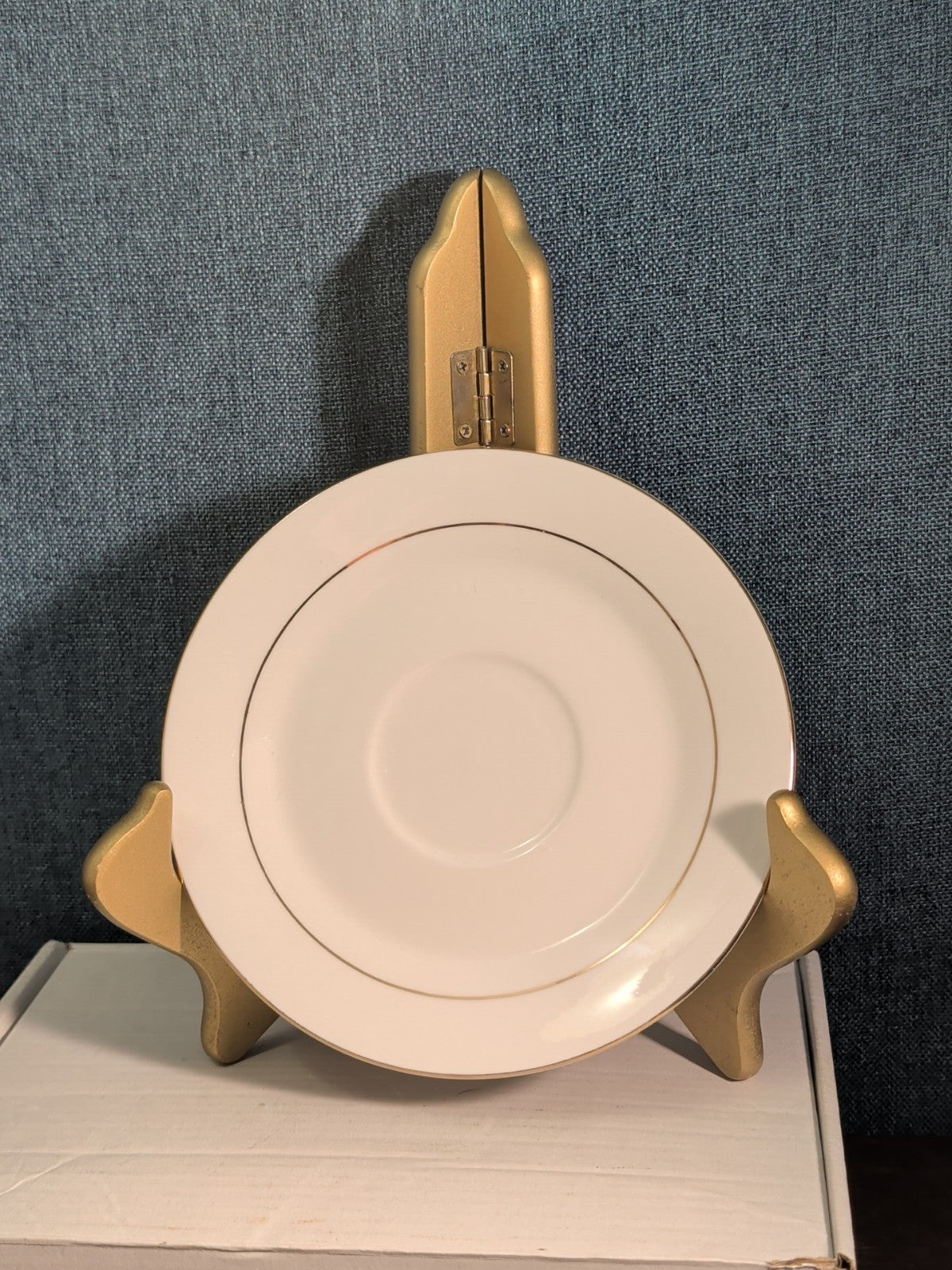Home Essentials China Saucer Plate White with Gold Rim Individual Replacement