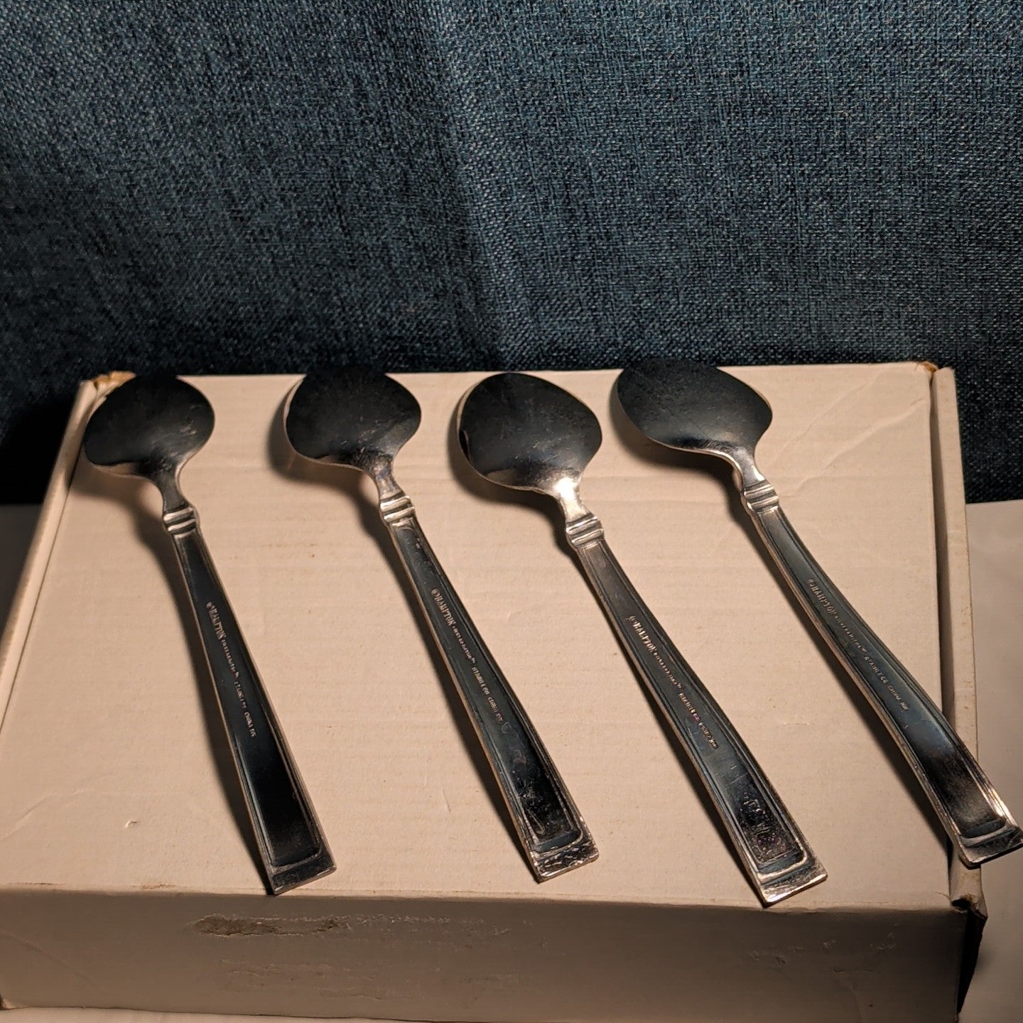 Set of 4 Hampton Silversmiths PORTFOLIO Glossy Spoons | 18/0 Stainless 208
